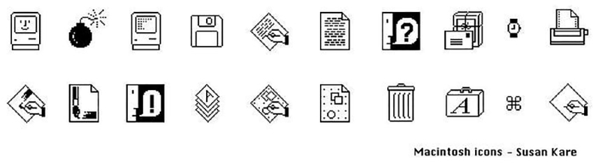 iconos Susan Kare Set de iconos que diseñó Susan Kare