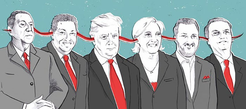 “La era de los populismos globales”. Ilustración editorial para la revista de humanidades La Maleta de Portbou, 2019