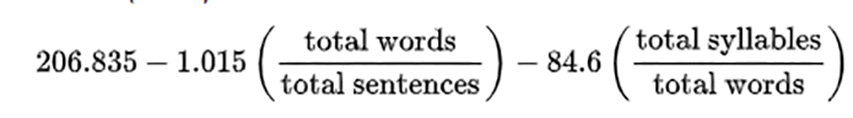 La fórmula matemática de Flesch-Kincaid (1975) La fórmula matemática de Flesch-Kincaid (1975)